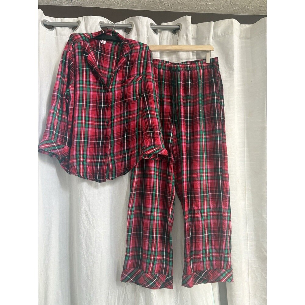 Victoria's Secret Women’s Plaid Pajama Set Large Holiday Christmas Soft Cozy